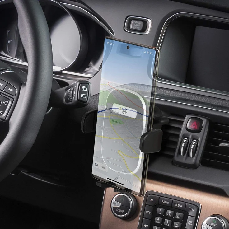 Wicked Chili Auto Handy Halterung für Lüftung kompatibel mit iPhone 12 Pro Max, 12 Pro, 12 Mini, 12, SE 2020, 8 Plus, 7 Plus, 6S und Geräte bis 90mm Breite (4.7-6.7 Zoll, höhenverstellbar) schwarz – Bild 1
