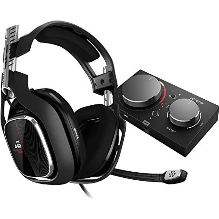ASTRO A40 TR Gaming-Headsest + MixAmp Pro TR Adapter, 4. Generation, 7.1 Dolby Surround Sound, ASTRO Audio V2, 3,5mm Klinke, austauschbares Mikrofon, Lautsprecher-Tags, PC-Mac-Xbox One schwarz-rot