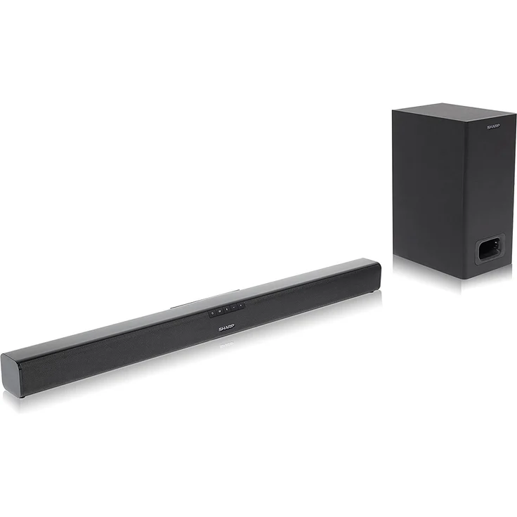 Sharp HT-SBW110 2.1 Slim 2.1 Soundbar mit Subwoofer, kabellos/kabelgebunden, geeignet für TV, schwarz – Bild 2