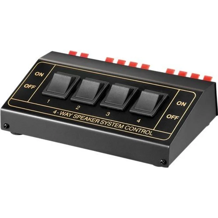 Goobay 11934 Lautsprecher Umschaltbox, Zum Anschluss von bis zu 4 Lautsprecherpaaren, Schwarz