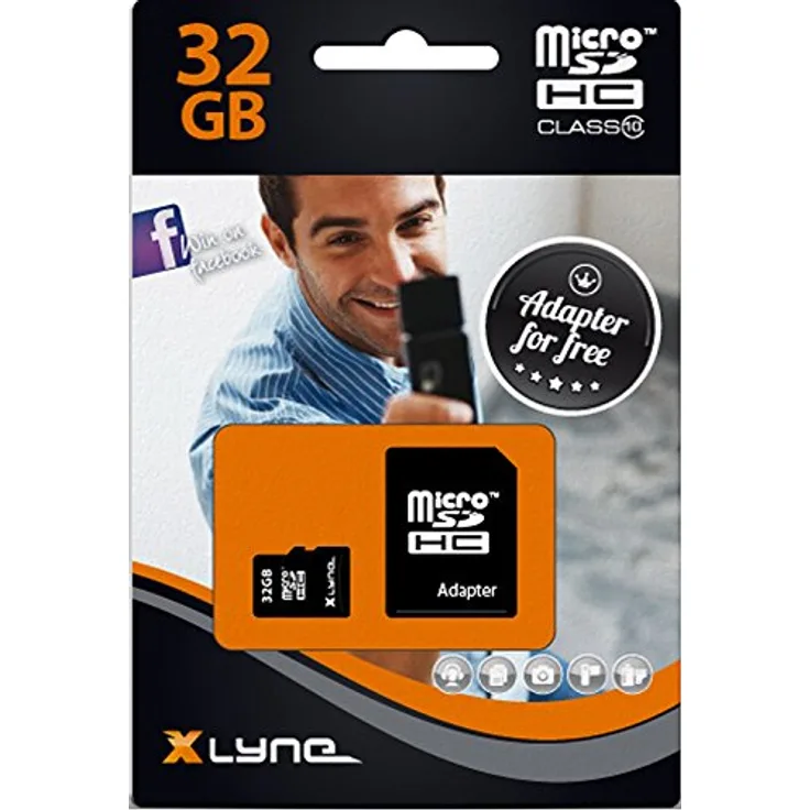 XLYNE micro-SDHC-Speicherkarte mit Adapter32 GBClass 10microSD-Karte, Flash MemoryIdeal für Fotos-Videos-Audio-Smartphones