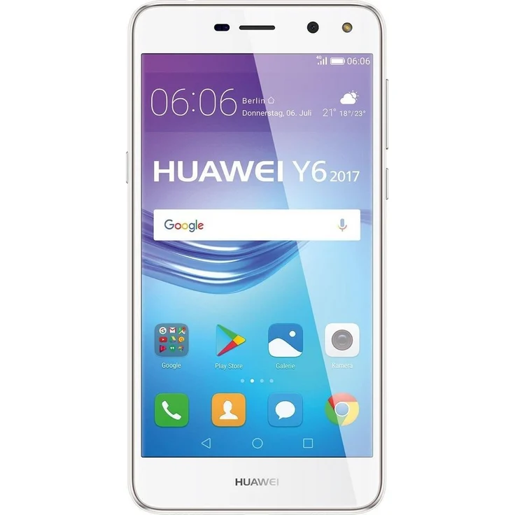 HUAWEI Y6 (2017) Smartphone 12,7cm (5 Zoll) IPS-Display, 16GB interner Speicher, 2GB RAM, Dual-SIM, Android, Weiß – Bild 1