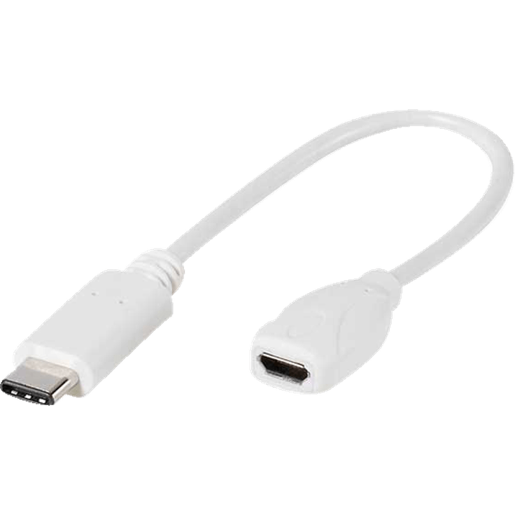 Vivanco Adapter (0,1m, hohe Übertragungsrate-Ladestrom, USB Typ C Stecker auf USB 2.0 Micro B Buchse) weiß – Bild 2