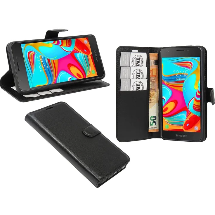 cofi1453 Fancy Hülle, geeignet für Samsung Galaxy A2 Core, Book-Style Case, schwarz