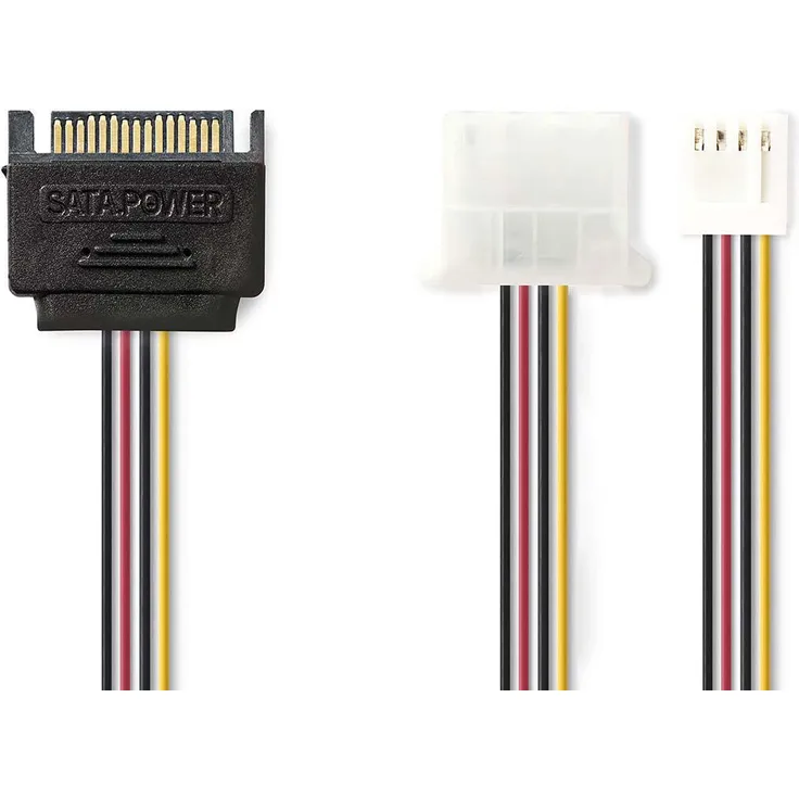 Internes Netzkabel 15-poliger SATA-Stecker - Molex Buchse + FDD-Buchse