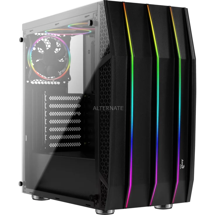 Aerocool KLAW - PC-Gehäuse, ATX, Gehärtetes Glas, Front RGB, 3 RGB-Lüfter – Bild 1