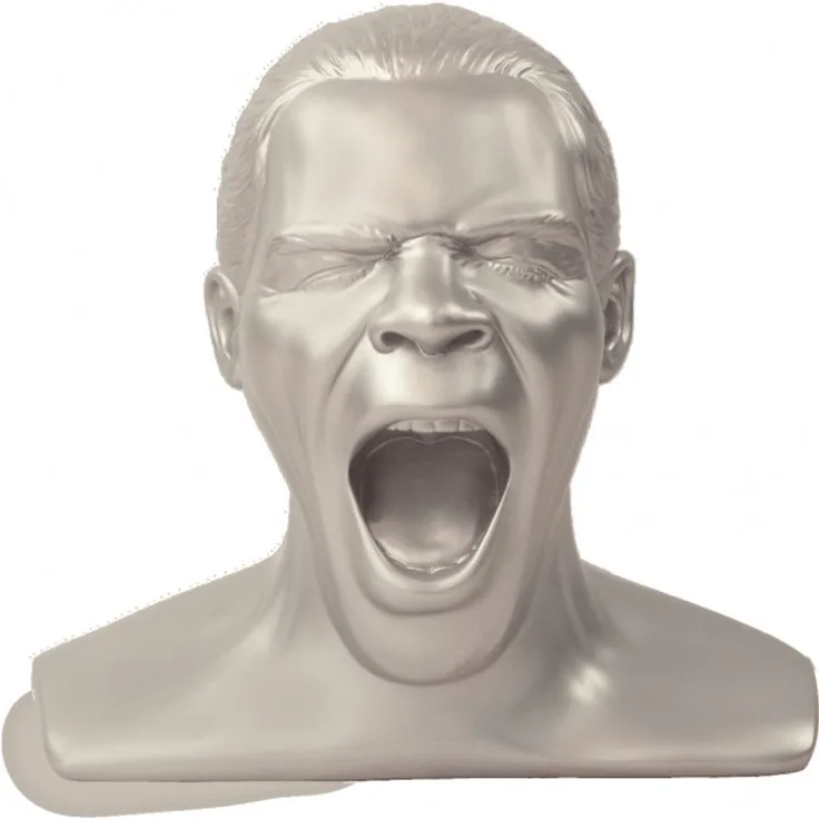 OEHLBACH Scream Unlimited Plus - exklusiver Kopfhörerständer in Form des legendären Oehlbach-Kopfes - Optimale Aufbewahrung von größeren Over-/On-Ear Kopfhörer (Made in Germany) Handmade Silber Matt