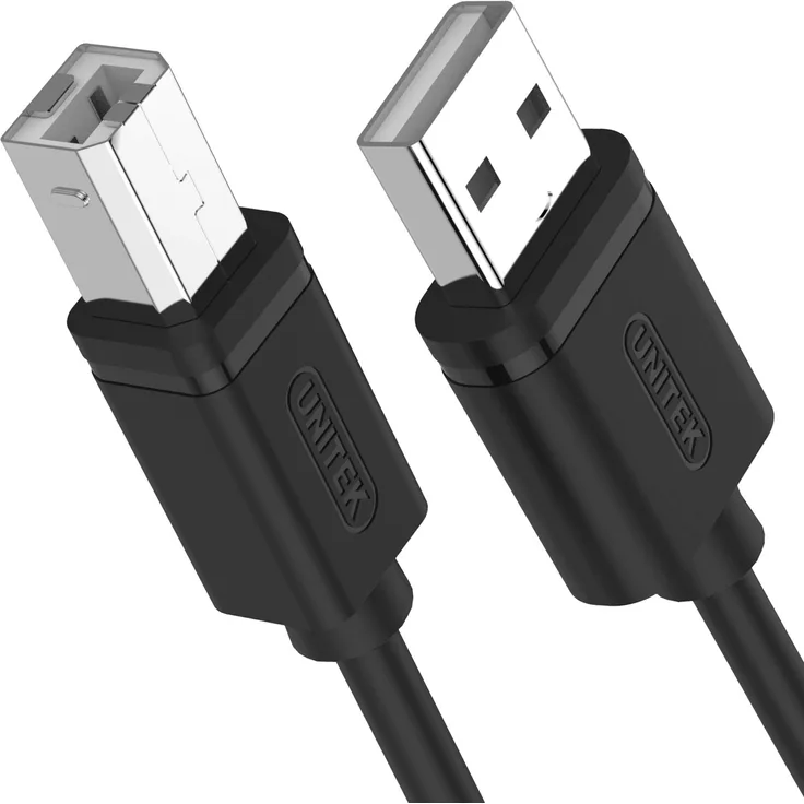 UNITEK Kabel USB A auf USB B (männlich-männlich) I 5 Meter, Standard USB 2.0, PVC, 28AWG, 100% Kupfer, Schwarz I Datenkabel für Drucker-Druckerkabel kompatibel mit PC, Notebook