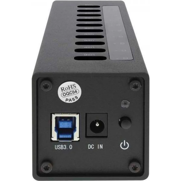 InLine 35395C USB 3.0 Hub, 10 Port, Aluminiumgehäuse, schwarz, mit 4A Netzteil – Bild 2