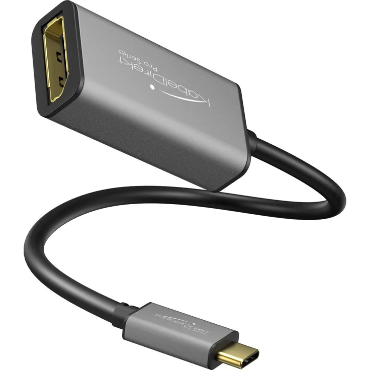 KabelDirekt - USB C auf DisplayPort DP Adapter - 0,15m - (Auflösungen bis zu 4K-60Hz, USB C 3.1 und Thunderbolt 3, geeignet für MacBook Pro 2016-2017, MacBook 12“, Chromebook Pixel UVM.)