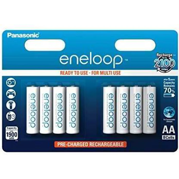 Panasonic eneloop, Ready-to-Use Ni-MH Akku, AA Mignon, 8er Pack, min. 1900 mAh, 2100 Ladezyklen, starke Leistung und geringe Selbstentladung, wiederaufladbare Akku Batterie – Bild 1