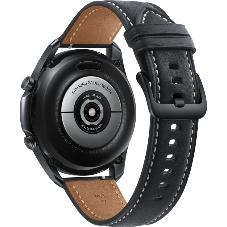 Samsung Galaxy Watch 3 LTE Smartwatch GPS, Damen, 45mm, Lederarmband, Mystic Black Smartwatch – Bild 3