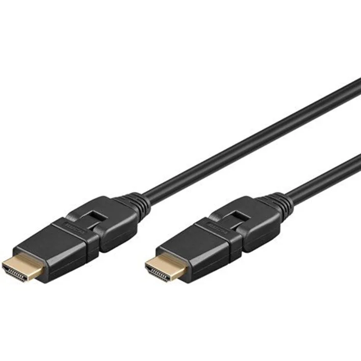 Kabel HDMI High Speed with Ethernet 19p (360° St.) - 19p (360° St.) gold 1.0 m black