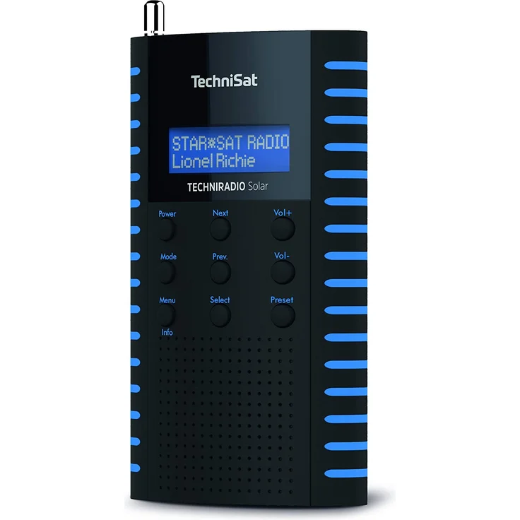 TechniSat TechniRadio Solar Tragbares Radio mit Wecker, LCD-Display, spritzwassergeschützt, schwarz, blau – Bild 4