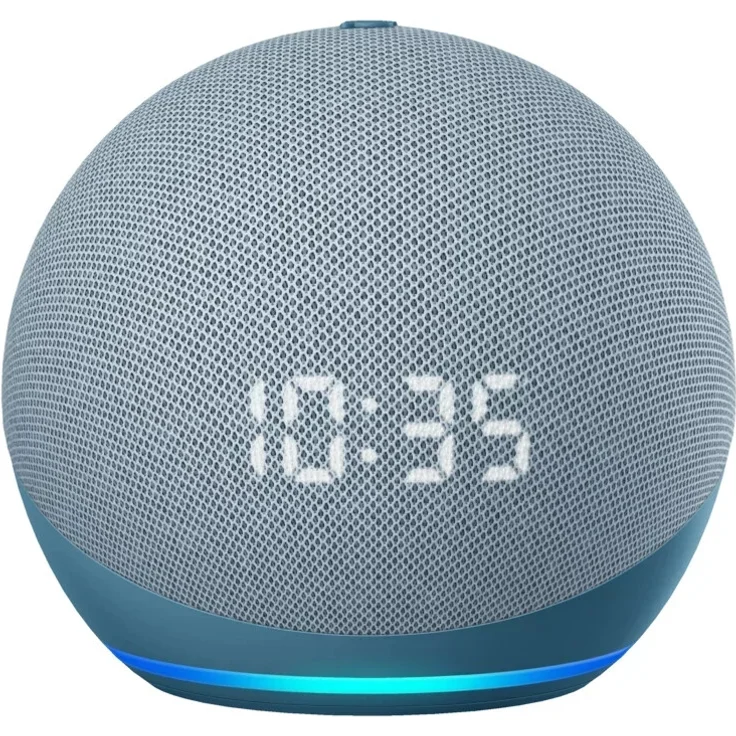 Amazon Echo Dot mit Uhr (4. Generation) Smart Clock für den Nachttisch, mit Alexa, Blaugrau – Bild 8