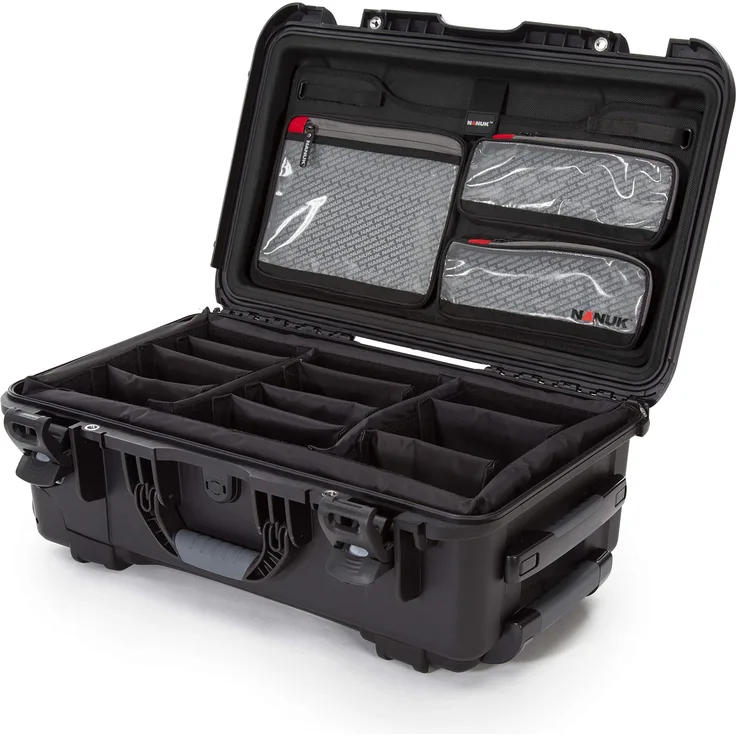 Nanuk 935 Hartschalenkoffer mit Rädern, wasserdicht, Gepolsterte Trennwand mit Deckel, schwarz, 935