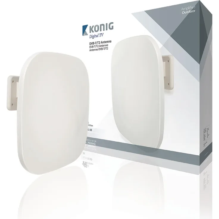 Aussen DVB-T/T2 Zimmerantenne mit Verstärker 52 dB VHF / UHF