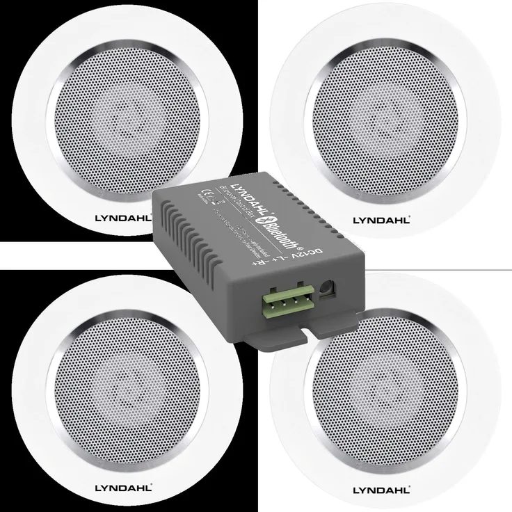 LYNDAHL Deckenlautsprecher / Einbaulautsprecher CS120AL und Bluetoothverstärker CS200BT-AMP als Set mit 4 Lautsprechern Einbau-Lautsprecher