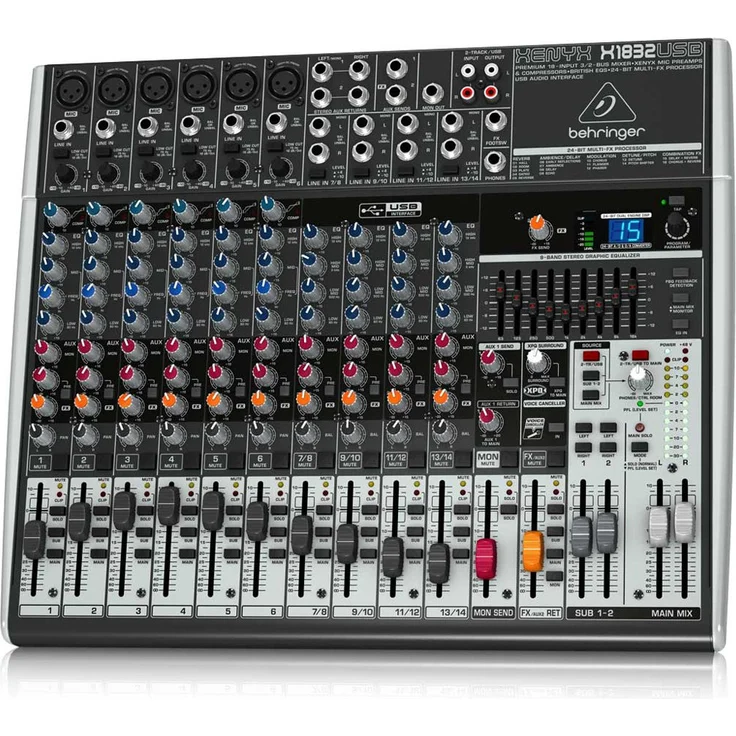Behringer XENYX X1832USB 18-Kanal 3/2 Bus Mischpult mit XENYX Mic Preamps, 1-knob Kompressoren, 24-bit Multi-FX und USB Audio Interface – Bild 1