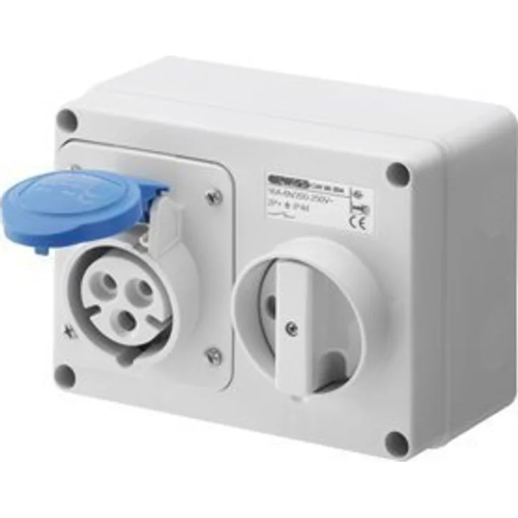 Gewiss GW66004 Horizontal verriegelt Steckdose, IP44, 6 Referenz, 2P + E POLE, 200 V-250 V, 16 A, 50 Hz-60 Hz, blau