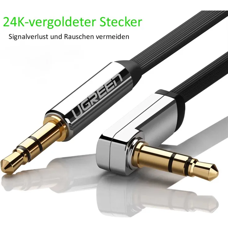 2m AUX Kabel 3.5mm Winkel Klinke Klinkenstecker Audiokabel Stereo Hifi