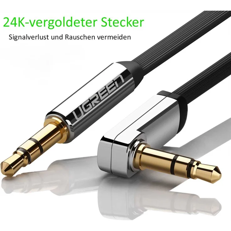 2m AUX Kabel 3.5mm Winkel Klinke Klinkenstecker Audiokabel Stereo Hifi – Bild 1