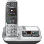 Gigaset E560A Schnurloses Seniorenelefon mit Anrufbeantworter, Notruftaste für 4 SOS-Nummern, Extra-Laut-Taste, Freisprechen in exzellenter Klangqualität, extragroße Tasten, silber