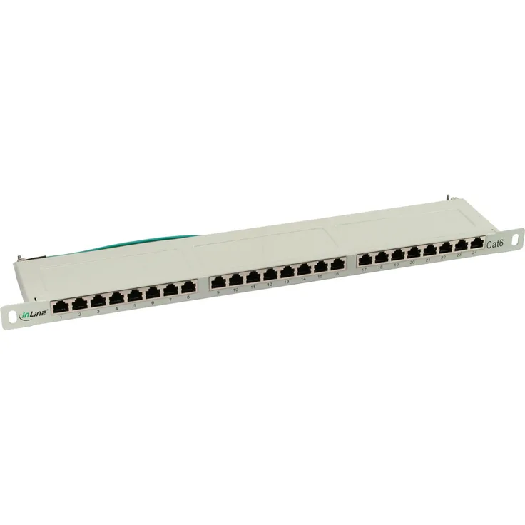 InLine Patchfeld Cat.6, 24-fach, 48,26cm (19 Zoll), 0.5HE, lichtgrau, RAL7035