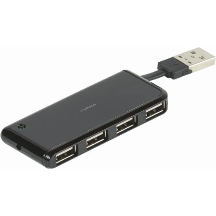 Vivanco IT-USBHUB4SL USB 2.0 480Mbit-s Schwarz Schnittstellenhub - Schnittstellen-Hubs (USB 2.0, USB 2.0, USB 2.0, 480 Mbit-s, Schwarz, Schwarz)