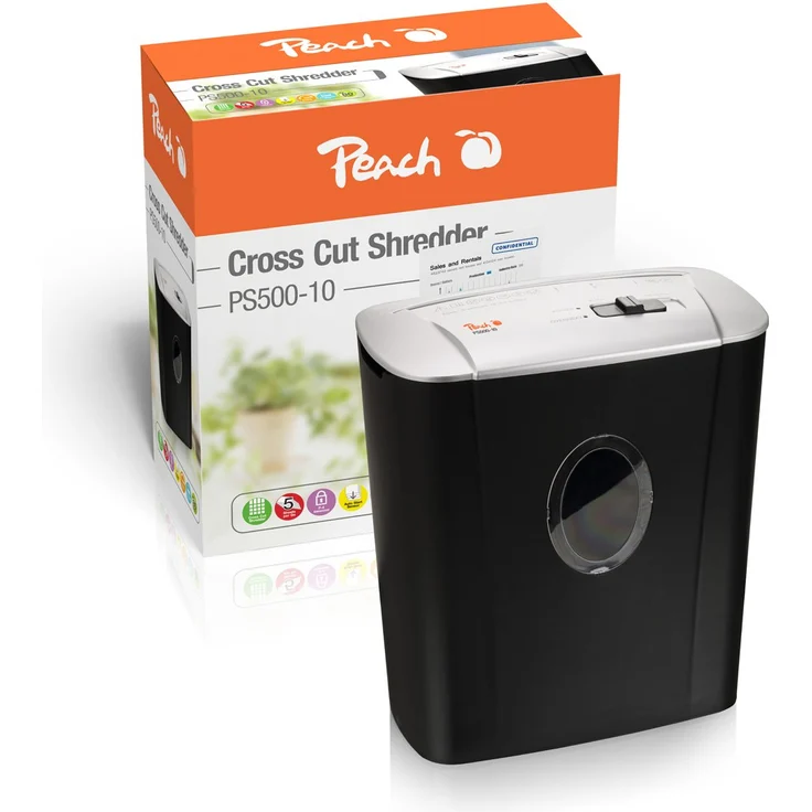 Peach PS500-10 Partikelschnitt Aktenvernichter| 5 Blatt | 11 Liter | 4 x 28 mm Partikel (P-4) | Papier, Kreditkarten | Enspr. DSGVO 2018 – Bild 1