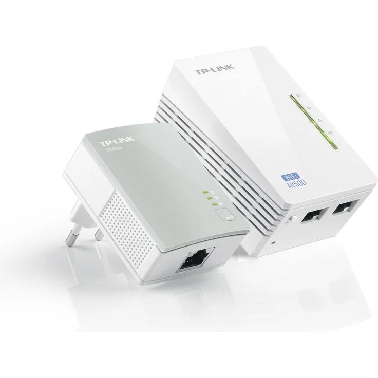 TP-Link TL-WPA4220 KIT AV600 WLAN N300 WiFi Powerline (max. 600Mbit-s Powerline, max. 300Mbit-s WLAN 2,4GHz , Plug und Play, kompatibel zu allen Powerline Adaptern, 2er Set) weiß – Bild 1