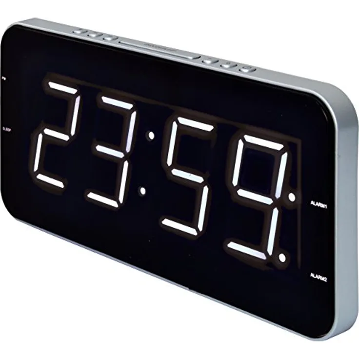 Roadstar CLR-2615 Uhrenradio mit schlankes Design (große Anzeige, Dual Alarm, Sleep-Snoozefunktion, Batterie-Backup)