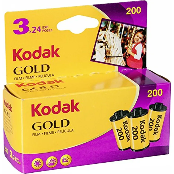Kodak 6033971 Gold 200 Film (lila-gelb) – 3 Rollen – 24 Belichtungen pro Rolle