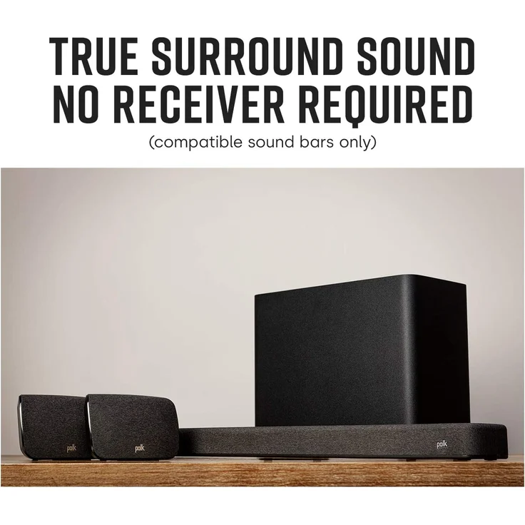 Polk Audio SR2 kabellose Surround Lautsprecher für Polk React und MagniFi 2 Soundbar, kabellos, Bluetooth, schwarz – Bild 5