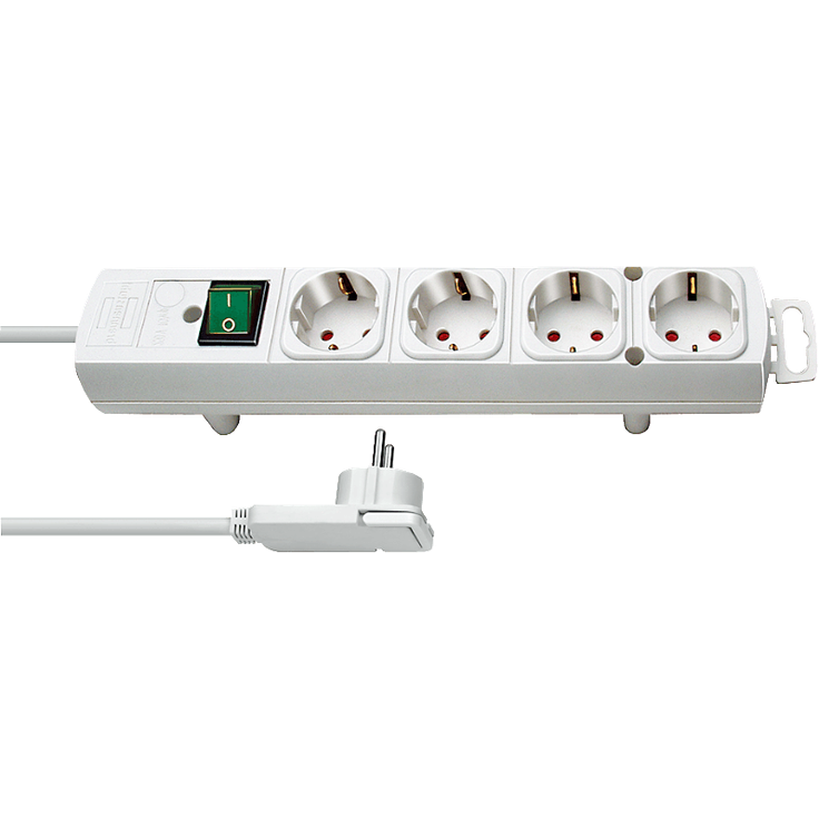 Brennenstuhl Comfort-Line Plus, Steckdosenleiste 4-fach (Steckerleiste mit Flachstecker und Schalter, Mehrfachsteckdose mit 2m Kabel und extra breiten Abständen der Steckdosen) weiß