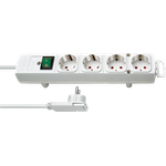 Brennenstuhl Comfort-Line Plus, Steckdosenleiste 4-fach (Steckerleiste mit Flachstecker und Schalter, Mehrfachsteckdose mit 2m Kabel und extra breiten Abständen der Steckdosen) weiß