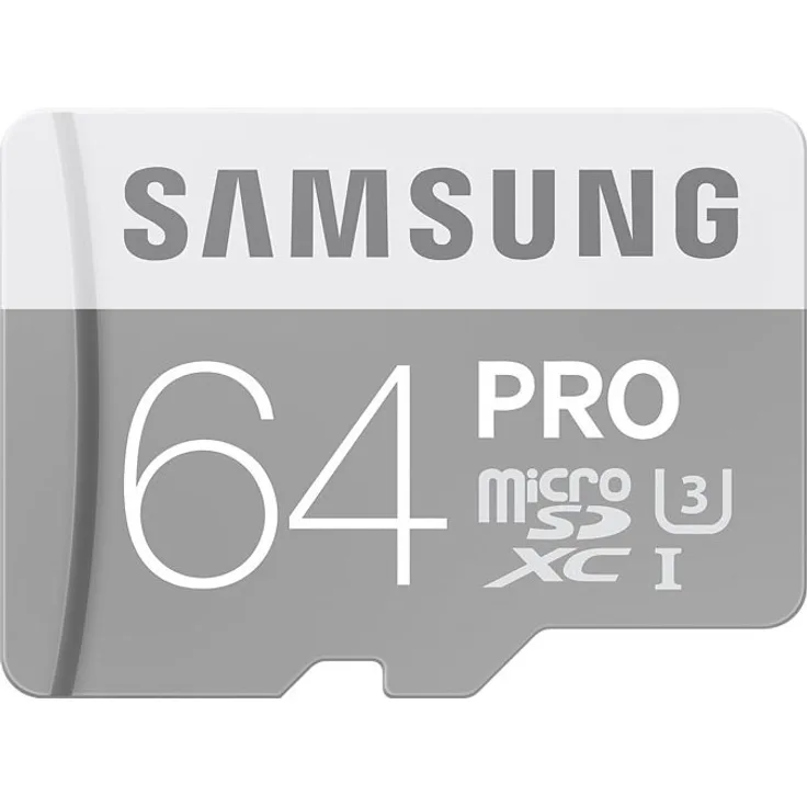 Samsung PRO Plus Micro SDXC 64GB bis zu 90MB-s lesen, bis zu 80MB-s schreiben, Class 10 Speicherkarte (inkl. SD Adapter), grau-weiß
