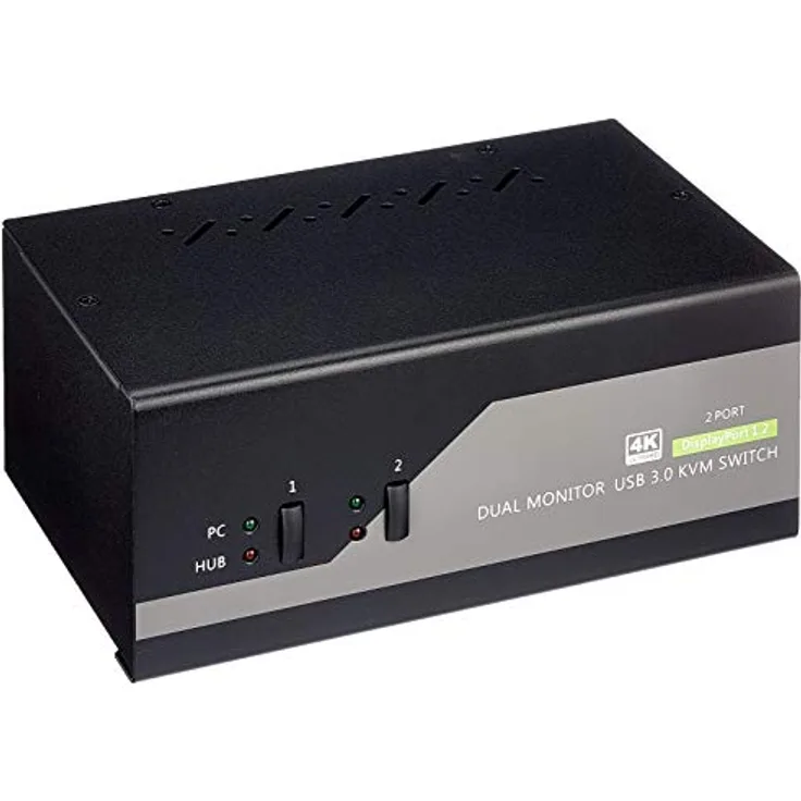 InLine KVM Desktop Switch - 2-fach - Dual-Monitor DisplayPort 1.2 - 4K - USB 3.0 - Audio (63652I)