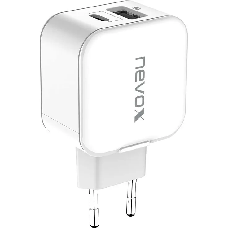 nevox USB PD Type C + QC 3.0 Ladegerät, Schnellladeadapter, 20 W, Netzteil, weiß (HC-1760)