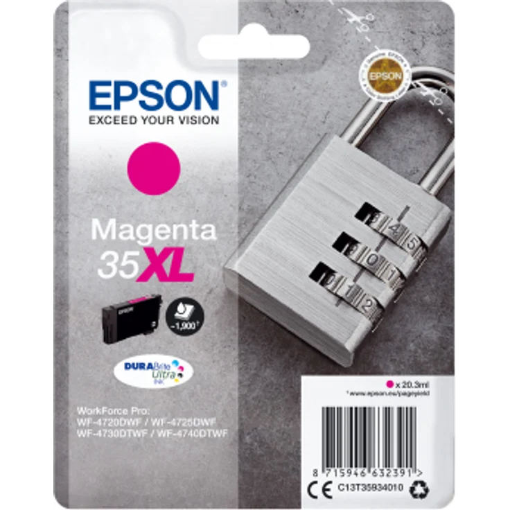 Epson Original 35XL Tinte Schloss (WF-4720DWF WF-4725DWF WF-4730DTWF WF-4740DTWF) magenta – Bild 1
