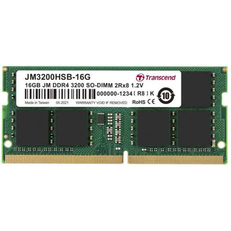 Transcend 16GB DDR4 3200 MT-s SODIMM 260pin 1R x8 unbuffered