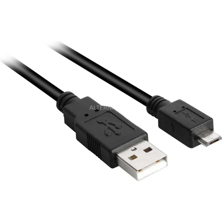 Sharkoon 3m, USB2.0-A-USB2.0 Micro-B - USB Kabel (USB2.0-A-USB2.0 Micro-B, 3 m, USB A, Micro-USB B, 2.0, Male Connector-Male Connector, Schwarz)