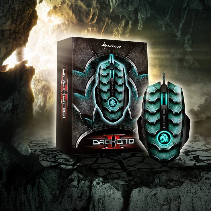 Sharkoon Drakonia II Gaming Maus, optischer Sensor PixArt 3360, 15.000 DPI, 12 programmierbare Tasten, grün – Bild 10