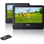 NIKKEI NPD910T - Tragbarer DVD-Player mit 2 Bildschirme / DVD Player Tragbar | 3,5 cm (9 Zoll) | USB, 12 V Adapter | Fernbedienung | Akku - Schwarz