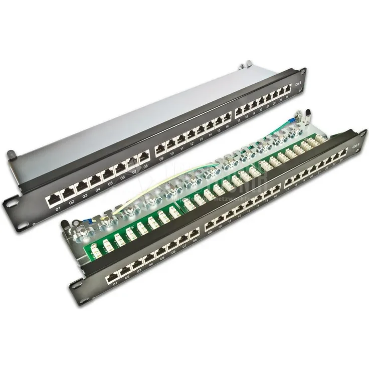 Wirewin 24-Port 19\ KAT6 Patch Panel, geschirmt, LSA+, Schwarz Patch Panele (DVP-TRIO-K6 24 SW) Zoll
