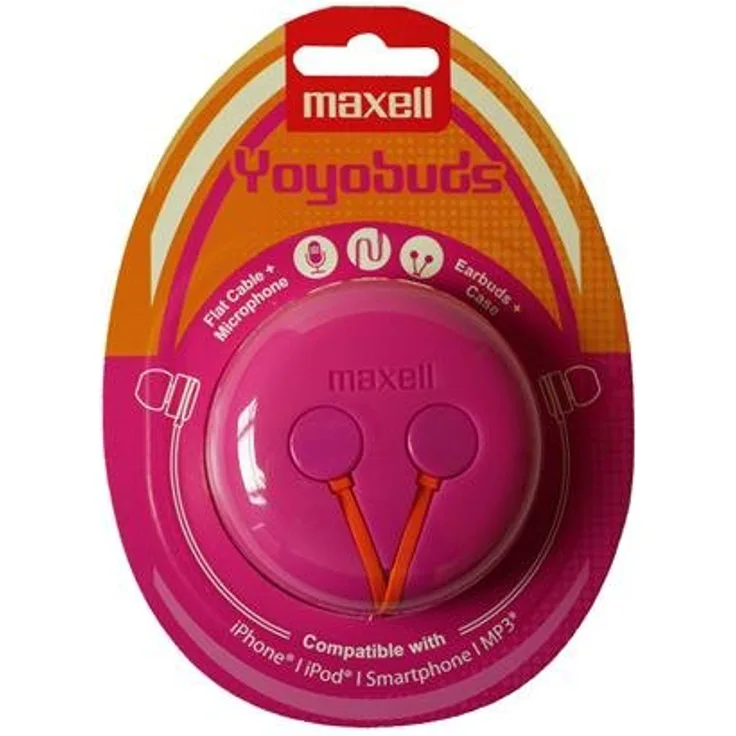 Maxell 303729 Yoyobuds mit Mikrofon und Hülle rosa-orange