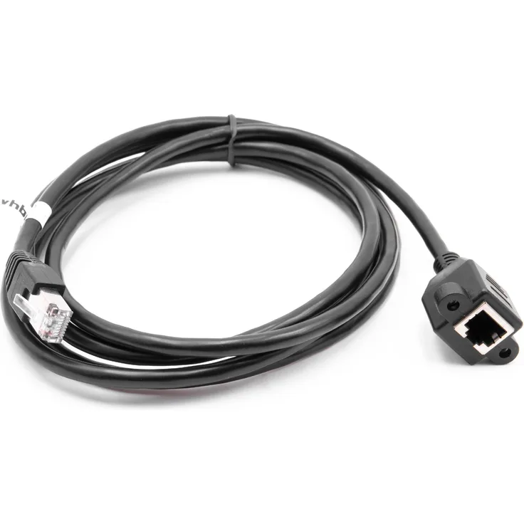 vhbw Ethernet LAN Verlängerungskabel Cat6 Verlängerung RJ45 Stecker auf Buchse 2m mit Einbaubuchse schwarz