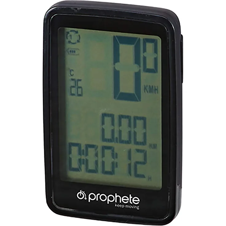 Prophete Unisex Erwachsene Fahrradcomputer, drahtlos, Li-ION-Akku mit USB, schwarz, One Size