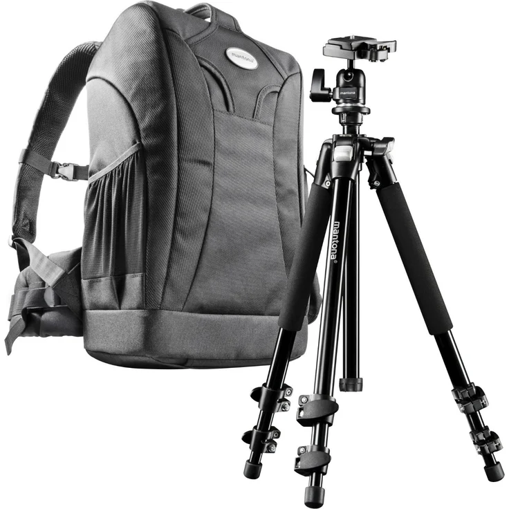 Mantona Scout Trekking 2 in 1 Set (inkl. Trekking Fotorucksack und Kamerastativ Scout 142 cm, geeignet für DSLR- und Systemkameras, mit Diebstahlschutz) – Bild 1