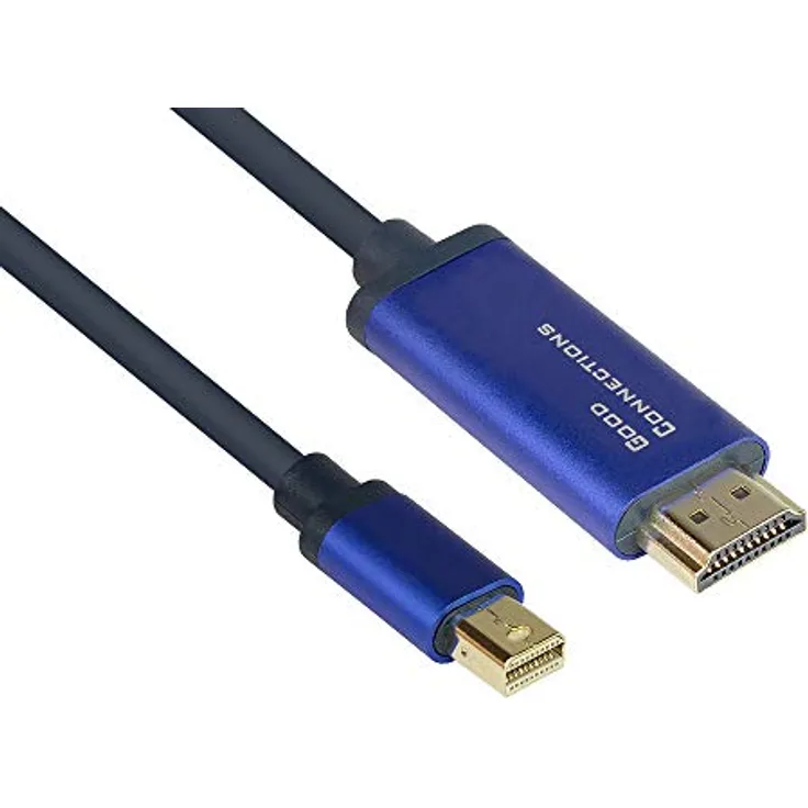 Good Connections SmartFLEX Mini DisplayPort 1.4 an HDMI 2.0 Kabel - 4K UHD 60Hz RGB - 4:4:4 - KUPFERLEITER, Aluminiumgehäuse - HOCHFLEXIBEL - dunkelblau - 2 m